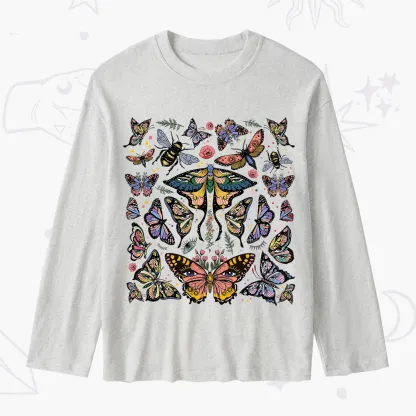 Purplehecate Mystical Butterfly & Moth Slub Long Sleeve T-Shirt