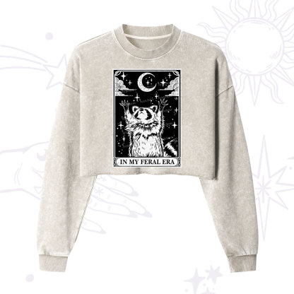 Purplehecate The In My Feral Era Oracle Card Cropped Washed Sweatshirt