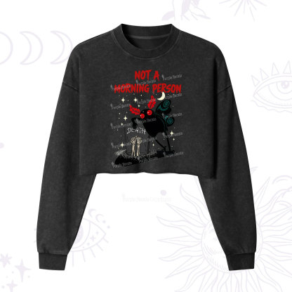 Purplehecate Not A Morning Person Cropped Washed Sweatshirt