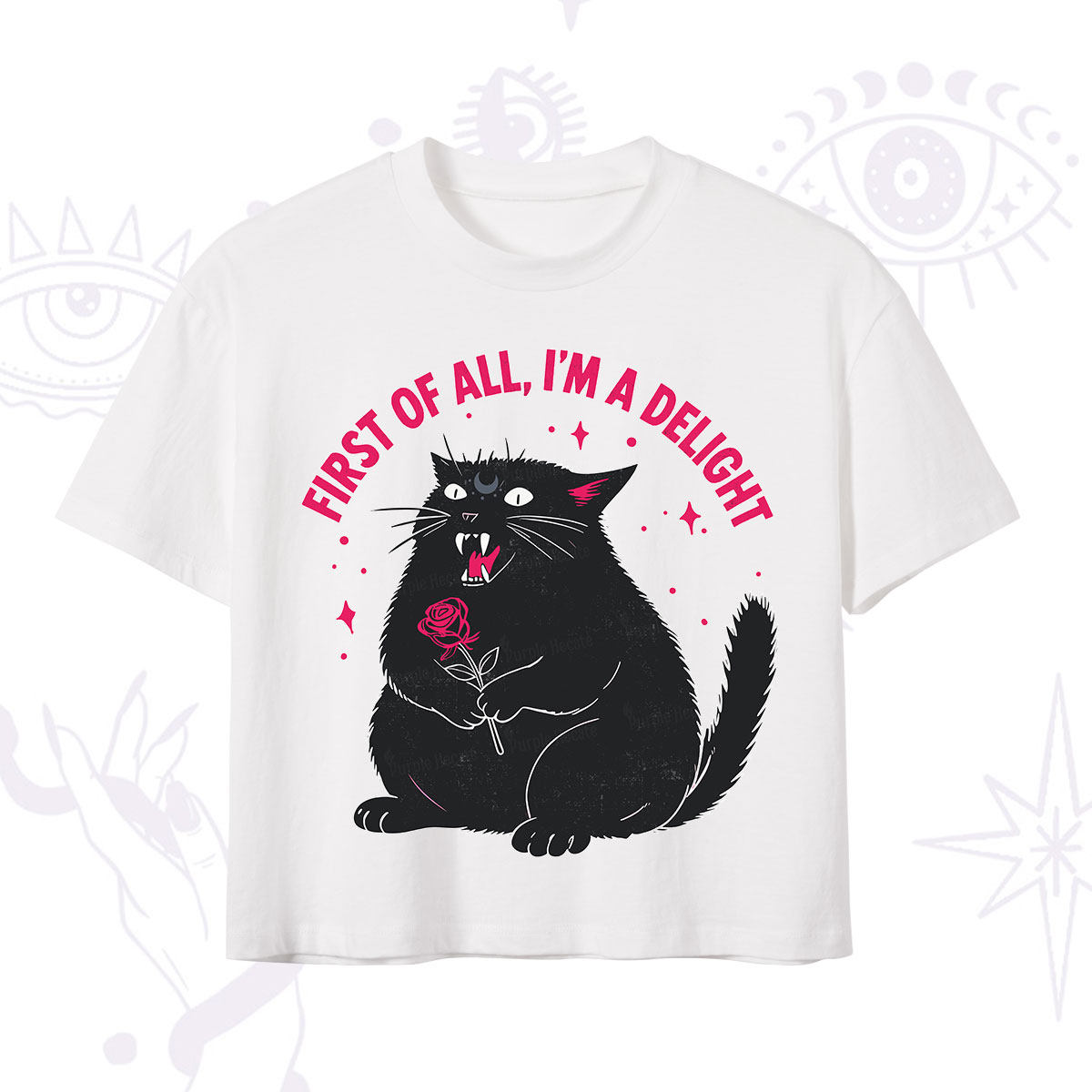 Purplehecate First Of All I'm A Delight Cat Crop T-Shirt
