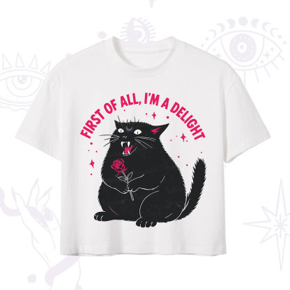 Purplehecate First Of All I'm A Delight Cat Crop T-Shirt