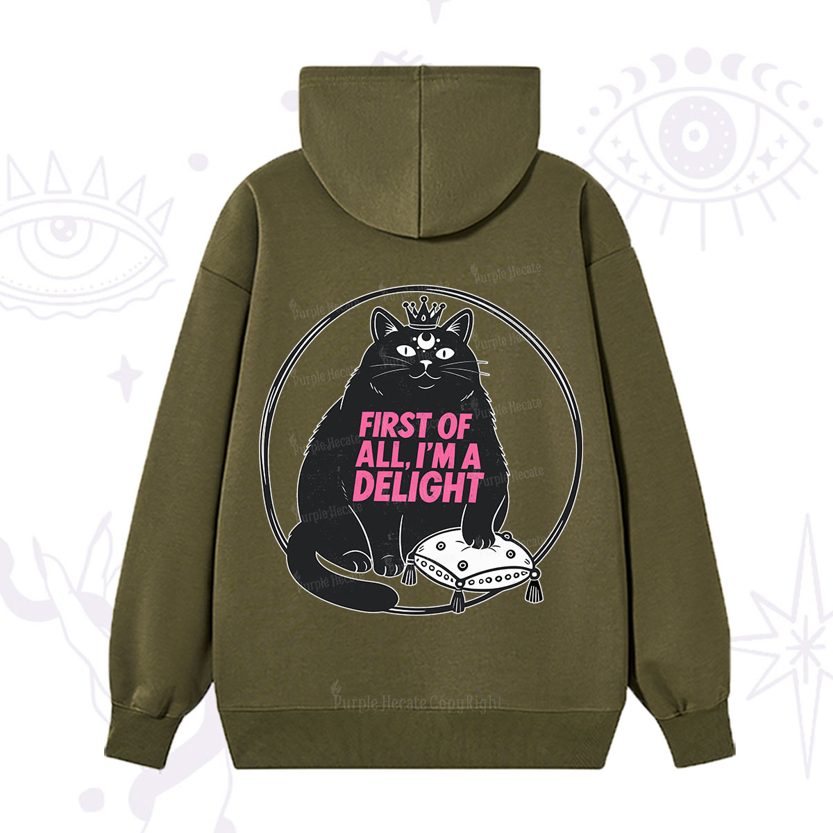 Purplehecate Black Cat First Of All I'm A Delight Hoodie