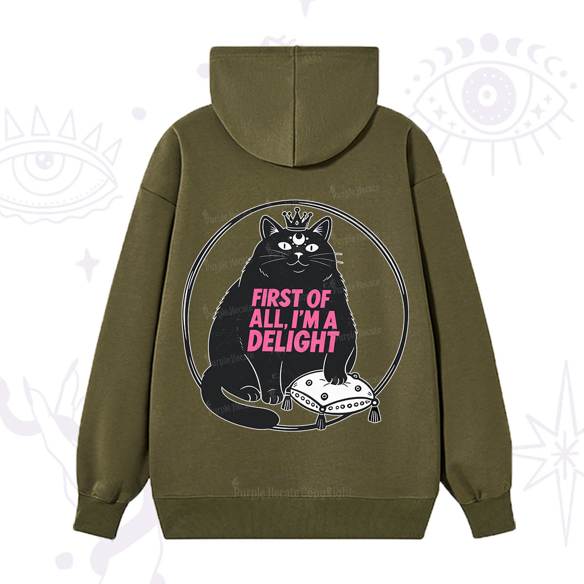 Purplehecate Black Cat First Of All I'm A Delight Hoodie