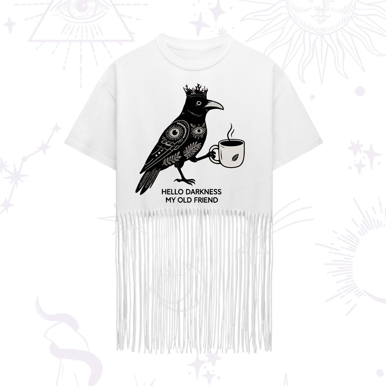 Purplehecate Hello Darkness My Old Friend Fringe Hem T-Shirt