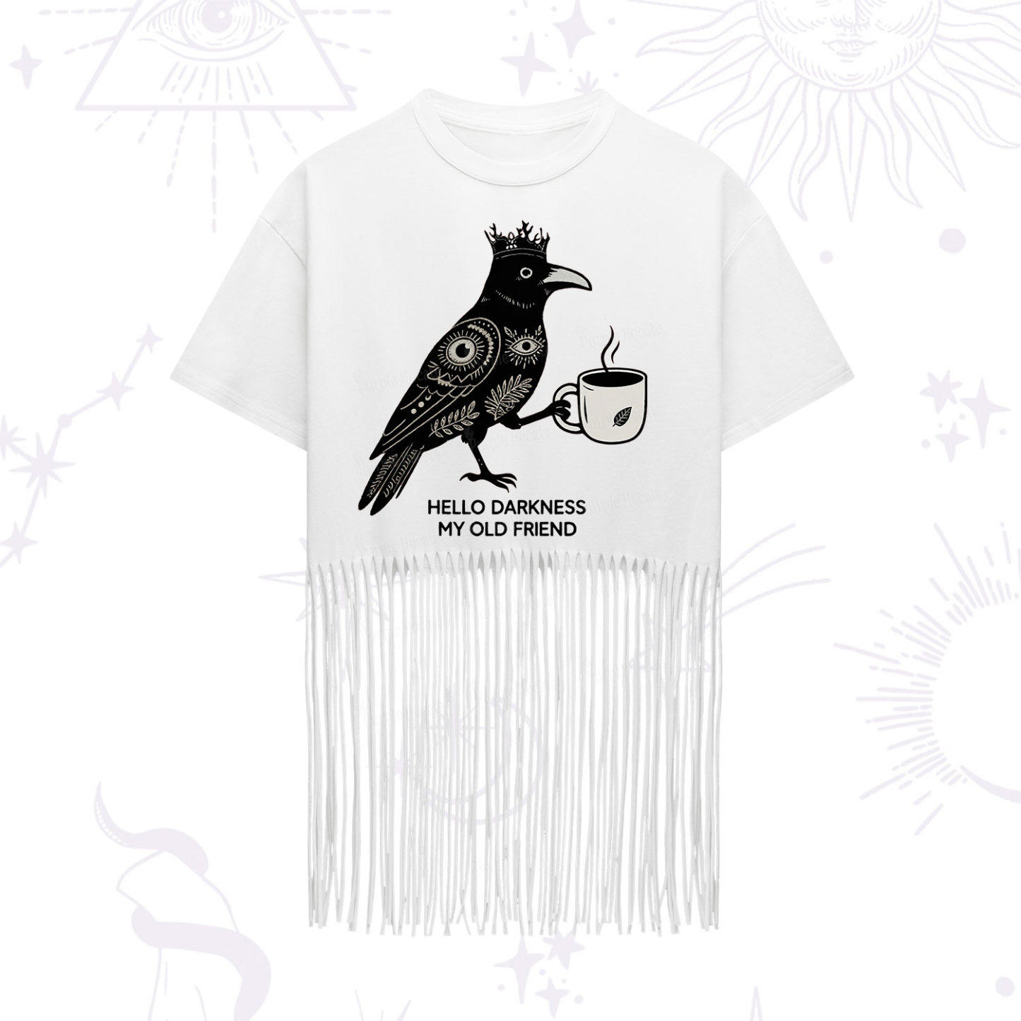 Purplehecate Hello Darkness My Old Friend Fringe Hem T-Shirt