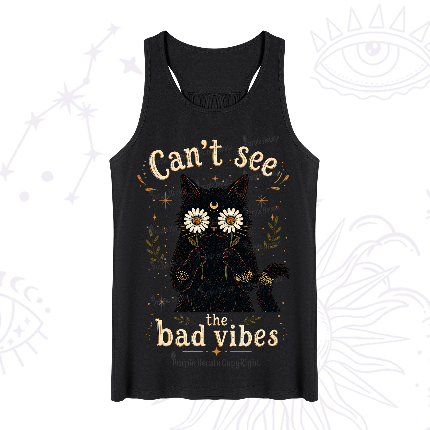 Purplehecate Can't See the Bad Vibes Black Cat Tank