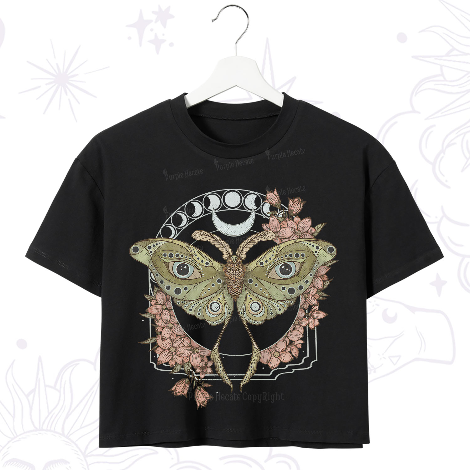 Purplehecate Luna Moth Crop T-Shirt