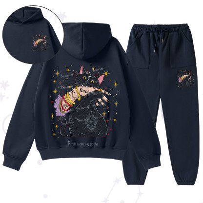 Purplehecate Feral Cat Fleece Hoodie Suit