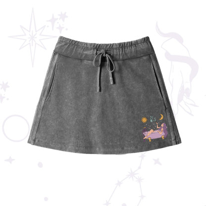 Purplehecate The High Priestess Washed Drawstring Mini Skirt