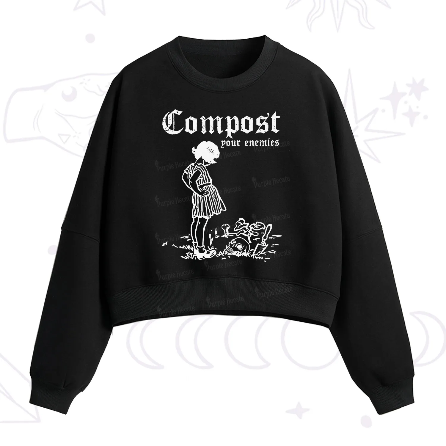 Purplehecate Compost Your Enemies Fleece Cropped Sweatshirt