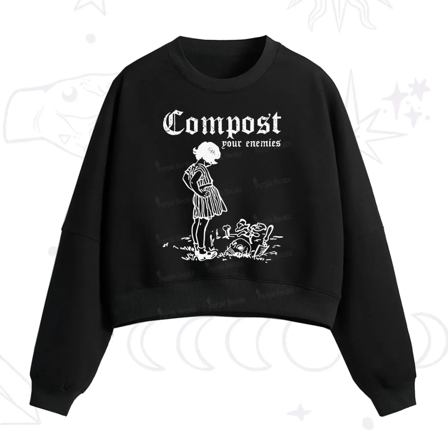 Purplehecate Compost Your Enemies Fleece Cropped Sweatshirt