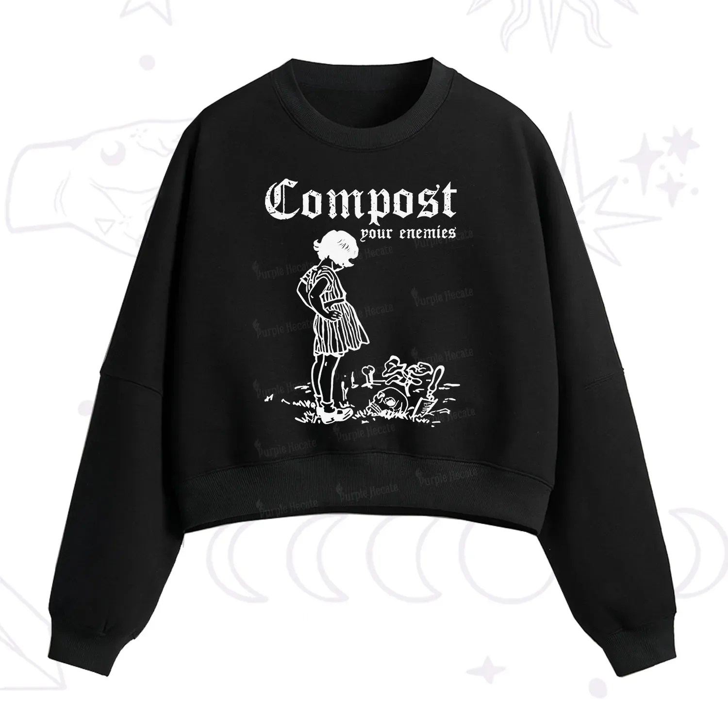 Purplehecate Compost Your Enemies Fleece Cropped Sweatshirt