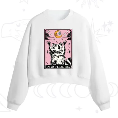 Purplehecate The In My Feral Era Tarot Raccoon Fleece Cropped Sweatshirt