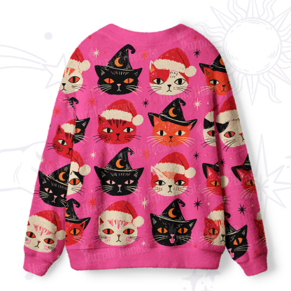 Purplehecate Witchy Christmas Cats Ugly Cardigan Sweaters