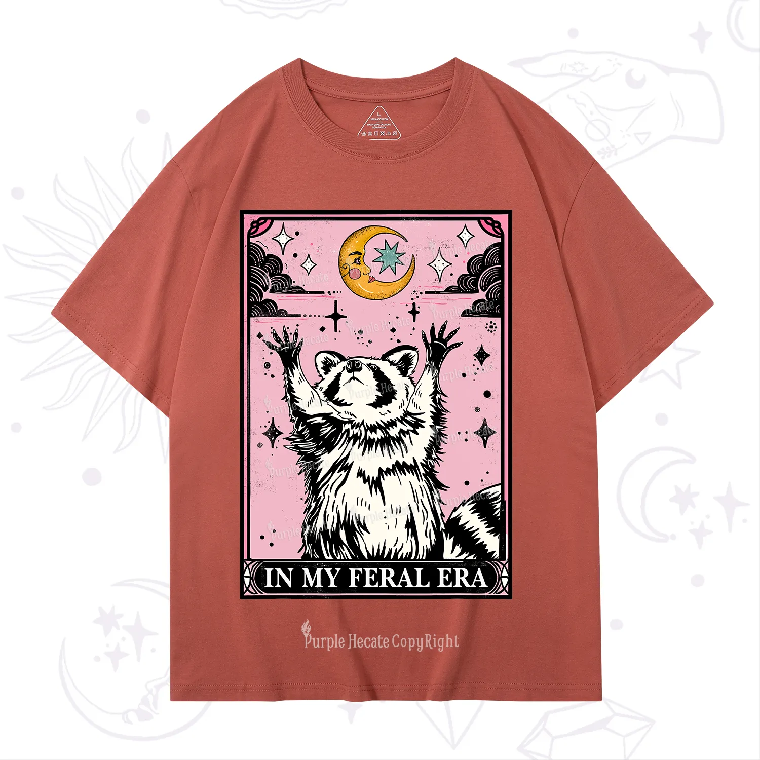 Purplehecate The In My Feral Era Tarot Raccoon T-Shirt