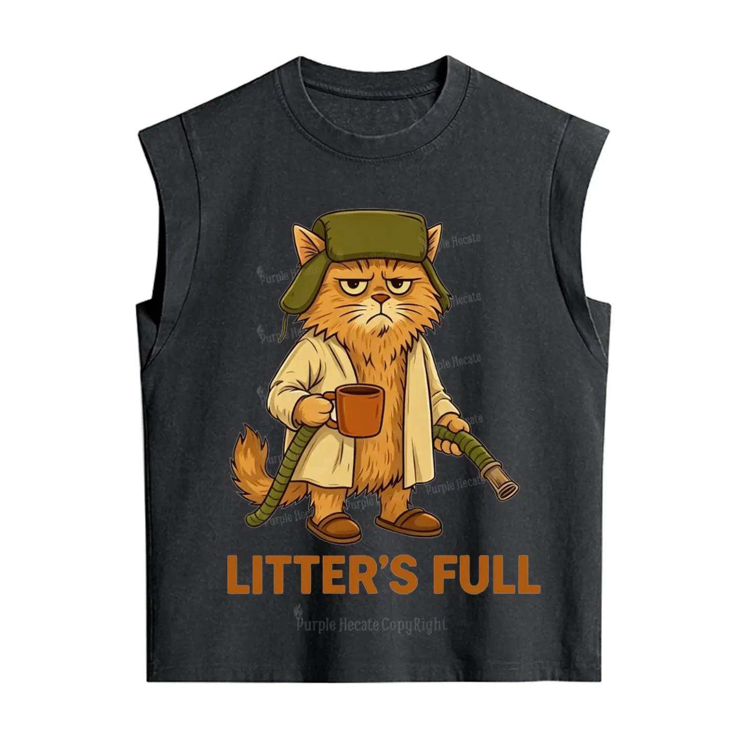 Purplehecate Litter's Full Funny Cat Vintage Washed Tank