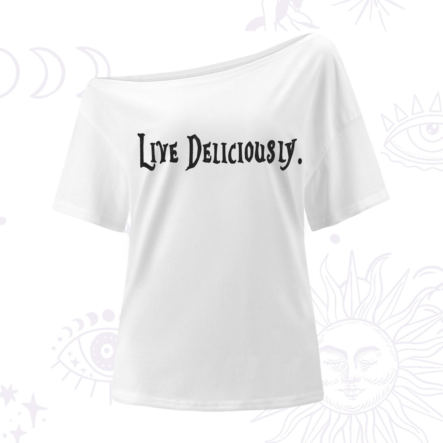 Purplehecate Live Deliciously One Shoulder T-Shirt
