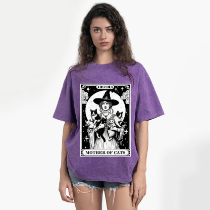 Purplehecate The Mother of Cats Tarot Washed T-Shirt