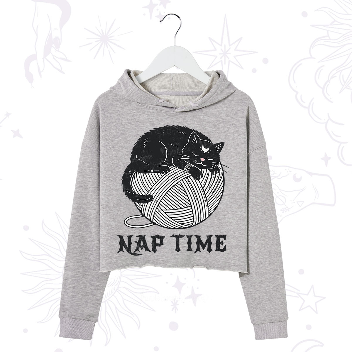Purplehecate Nap Time Cat Crop Hoodie
