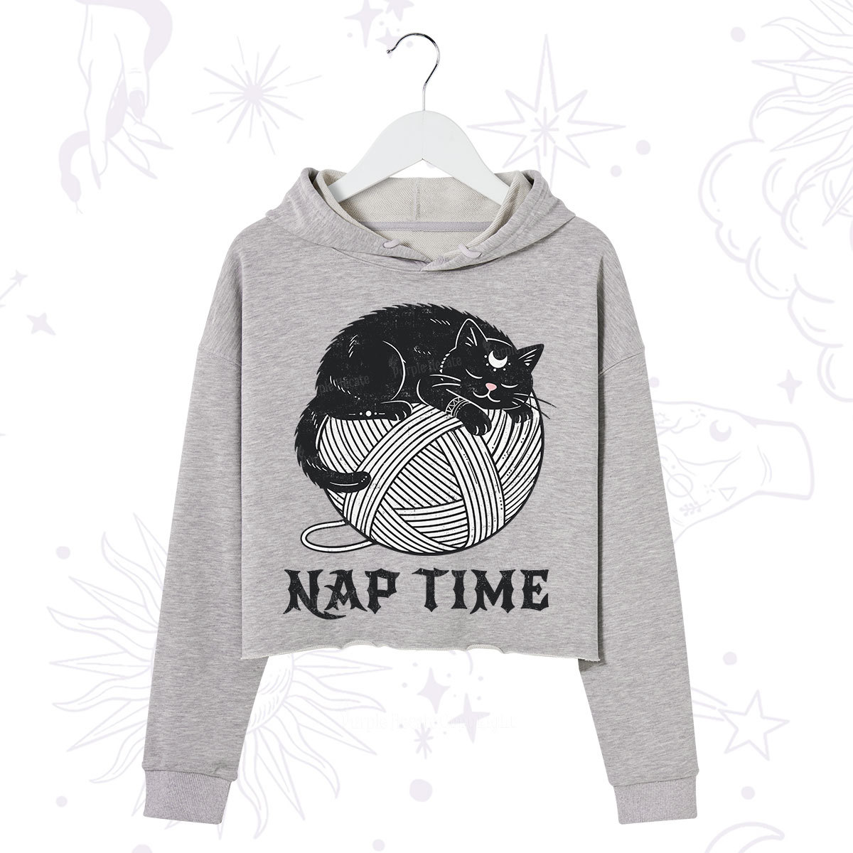 Purplehecate Nap Time Cat Crop Hoodie