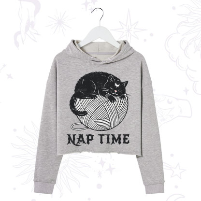 Purplehecate Nap Time Cat Crop Hoodie