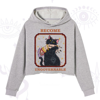 Purplehecate Become Ungovernable Cat Crop Hoodie