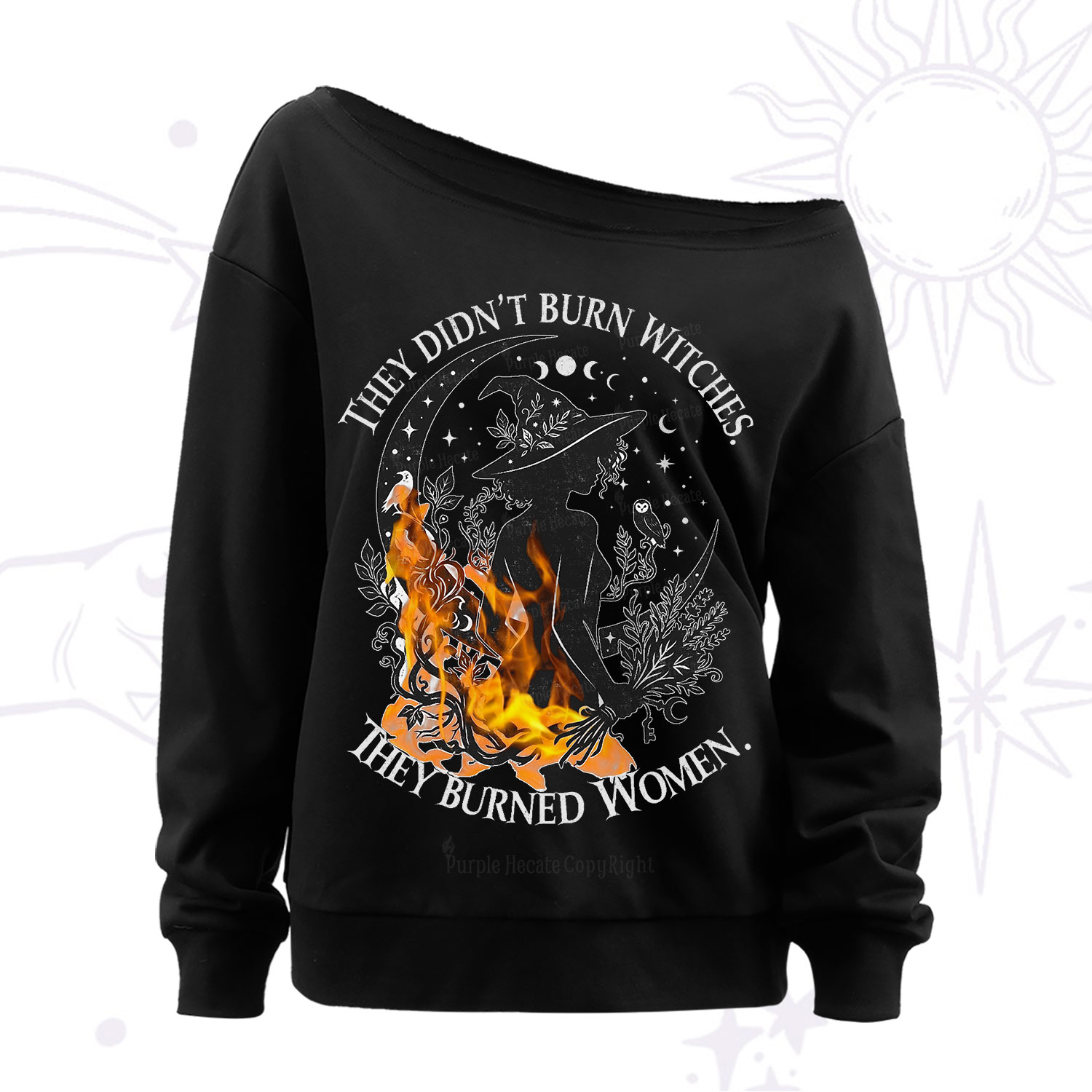 Purplehecate They Didn't Burn Witches Off The Shoulder Sweatshirt