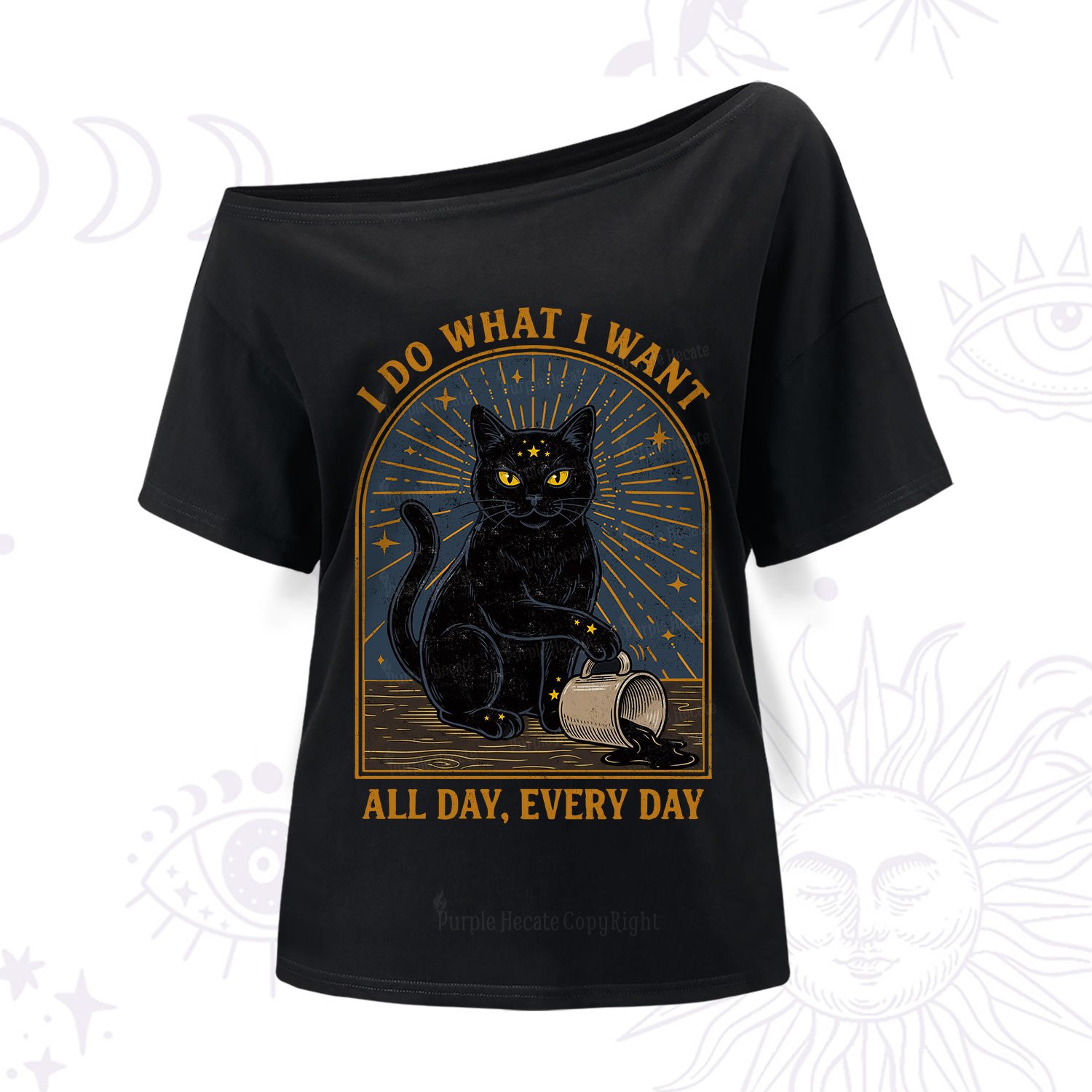 Purplehecate I Do What I What All Day One Shoulder T-Shirt