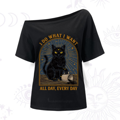 Purplehecate I Do What I What All Day One Shoulder T-Shirt