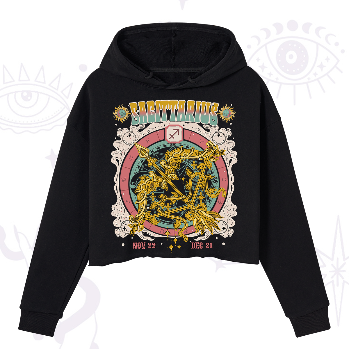 Purplehecate Sagittarius Cosmic Zodiac Crop Hoodie