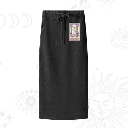 Purplehecate The High Priestess Tarot Washed Drawstring Long Skirt