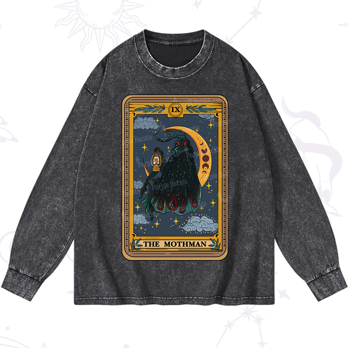 Purplehecate The Mothmen Tarot Washed Long Sleeve Shirt
