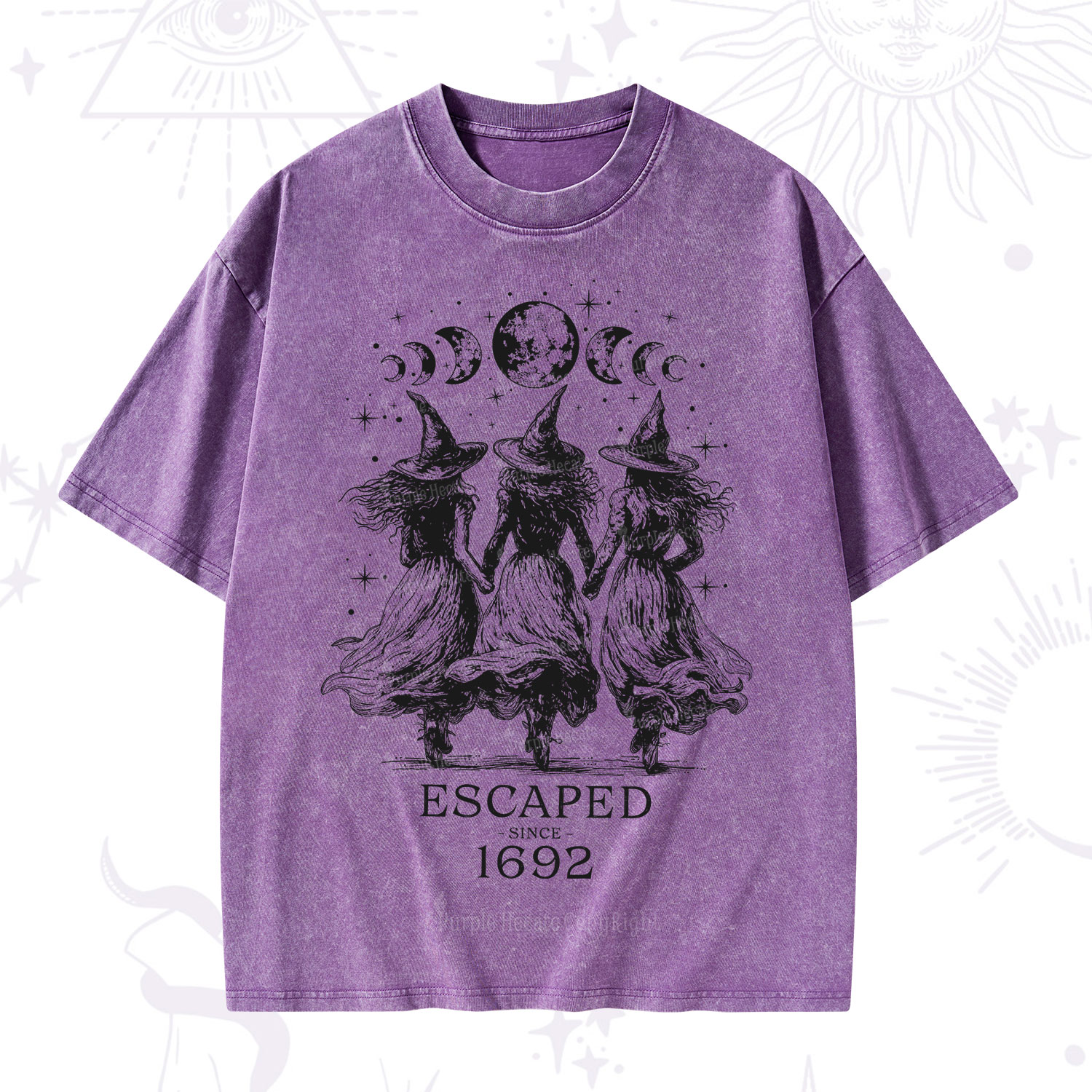 Purplehecate Escaped Since 1692 Washed T-Shirt