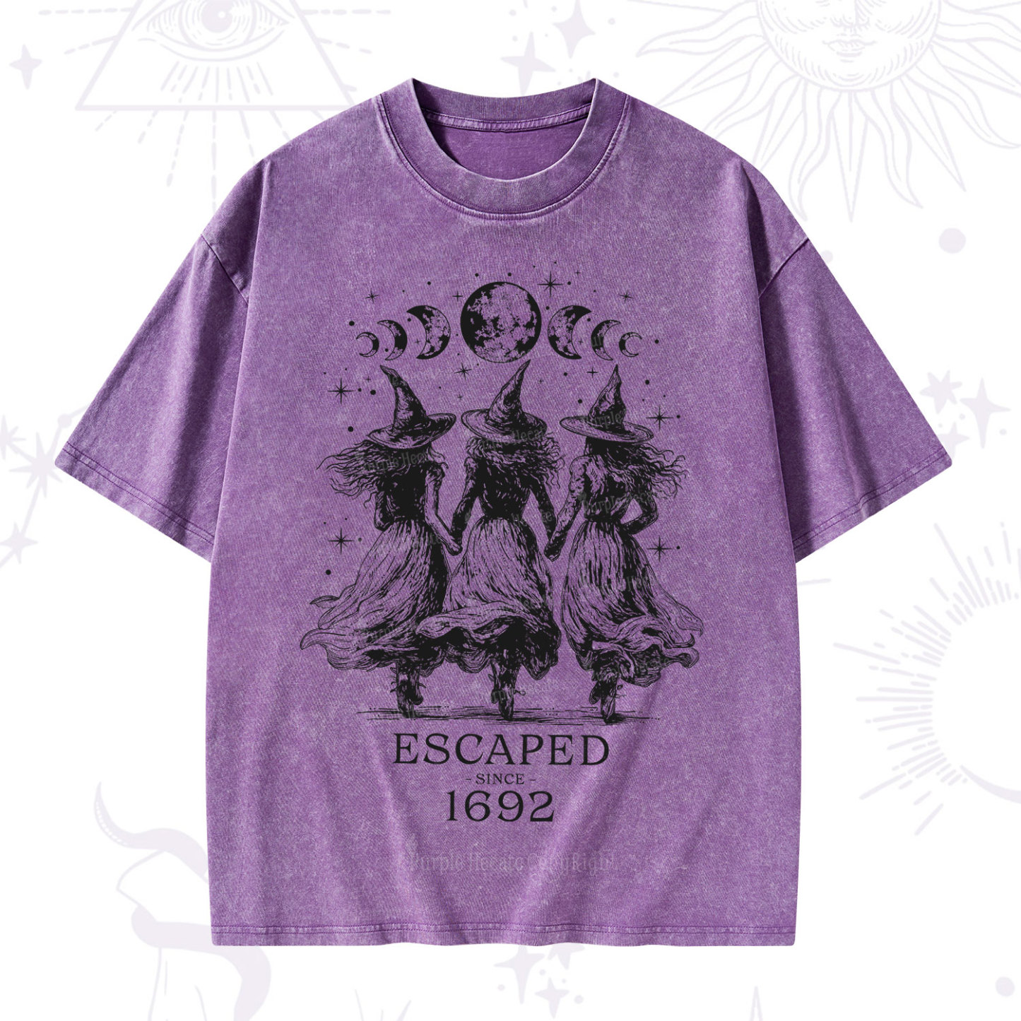 Purplehecate Escaped Since 1692 Washed T-Shirt