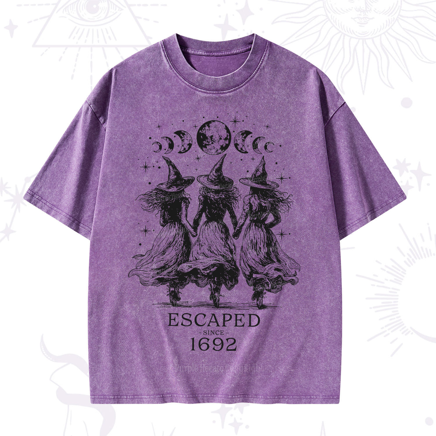 Purplehecate Escaped Since 1692 Washed T-Shirt