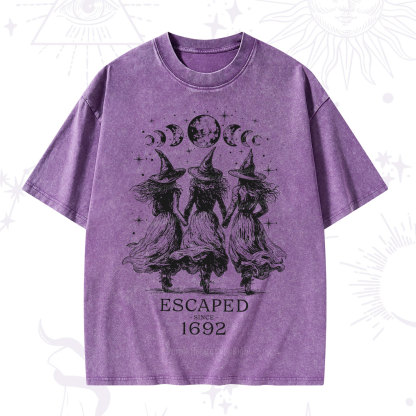 Purplehecate Escaped Since 1692 Washed T-Shirt