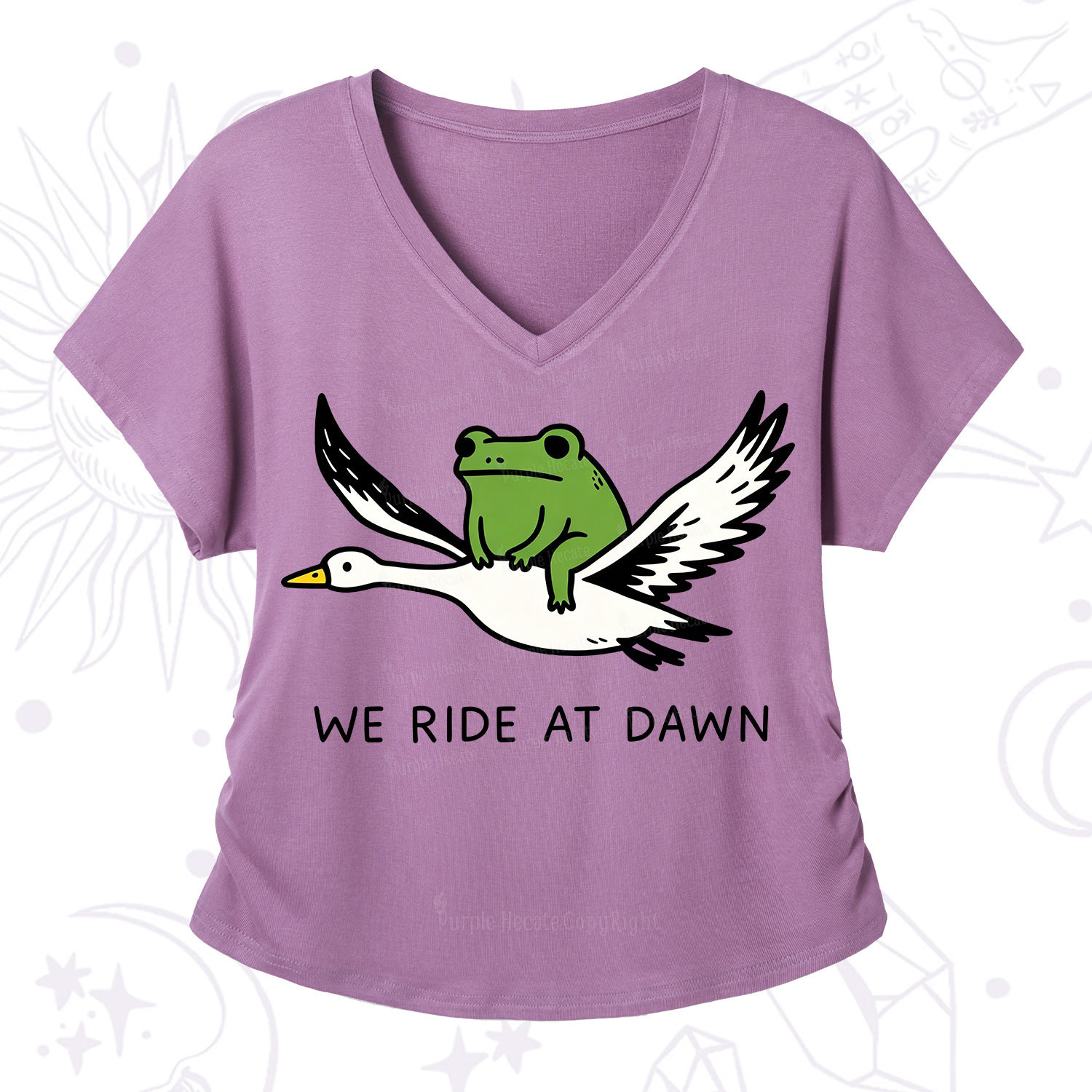 Purplehecate We Ride at Dawn V-Neck T-Shirt