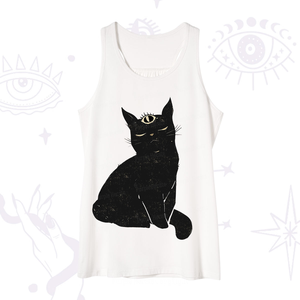 Purplehecate Third Eye Black Cat Tank