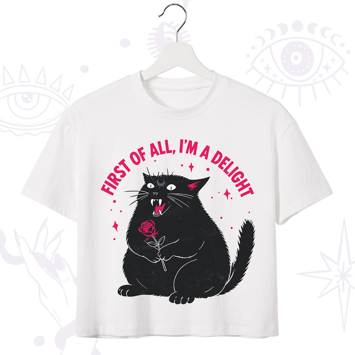 Purplehecate First Of All I'm A Delight Cat Crop T-Shirt