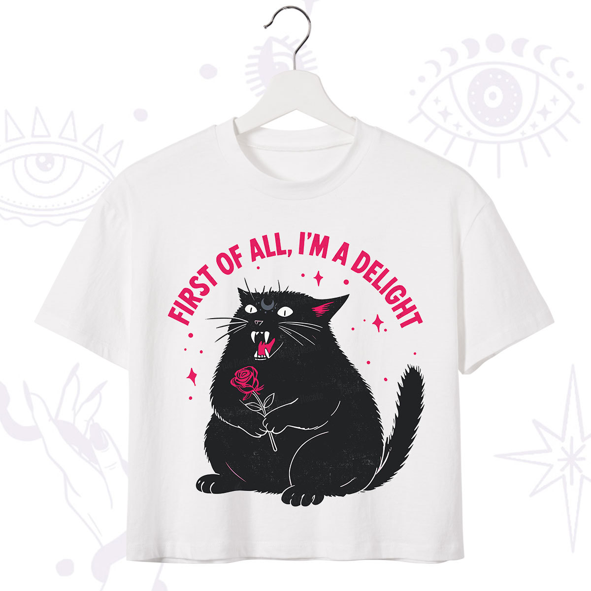 Purplehecate First Of All I'm A Delight Cat Crop T-Shirt
