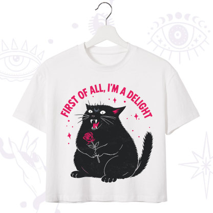 Purplehecate First Of All I'm A Delight Cat Crop T-Shirt
