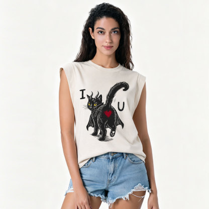 Purplehecate Bad Bad Evil Cat Vintage Washed Tank