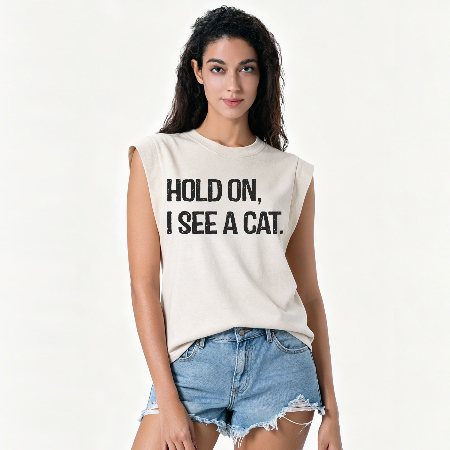 Purplehecate Hold on I See A Cat Vintage Washed Tank