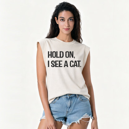 Purplehecate Hold on I See A Cat Vintage Washed Tank