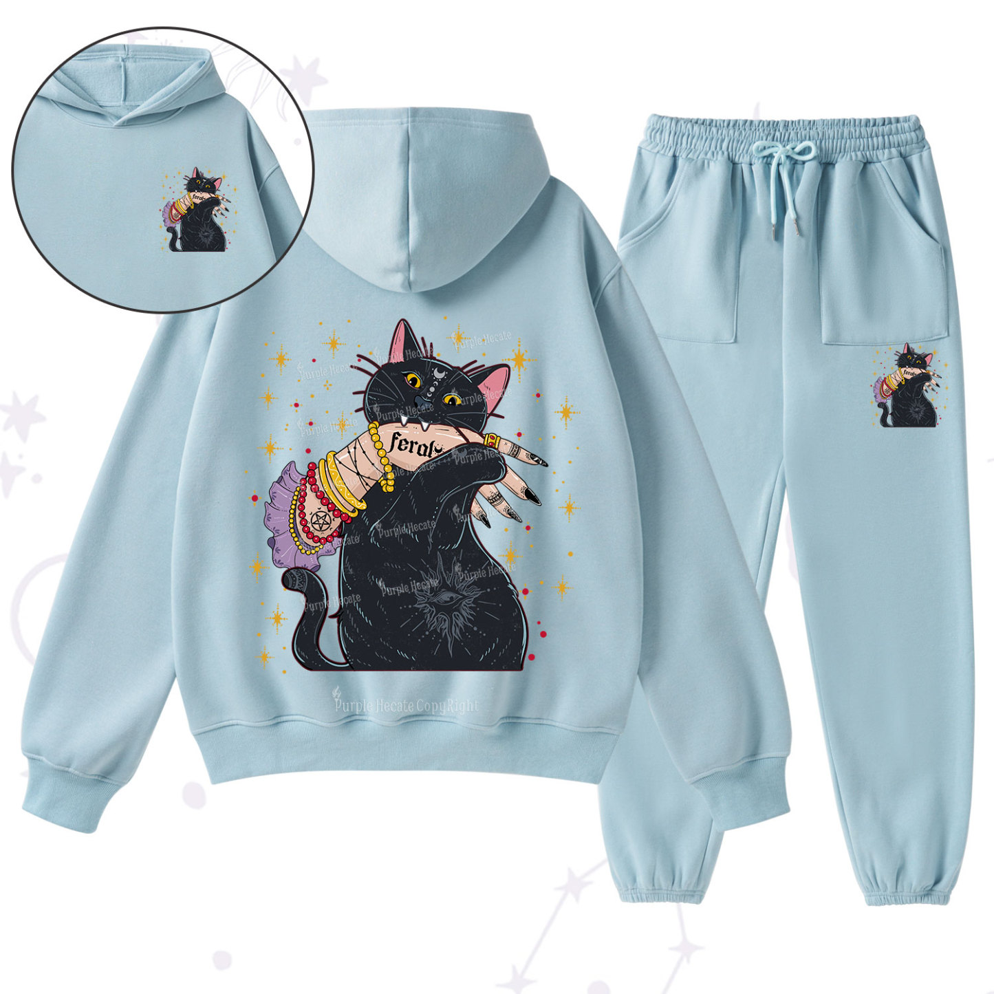 Purplehecate Feral Cat Fleece Hoodie Suit