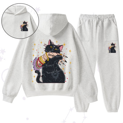 Purplehecate Feral Cat Fleece Hoodie Suit