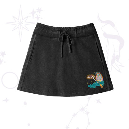 Purplehecate The Audacity Tarot Washed Drawstring Mini Skirt