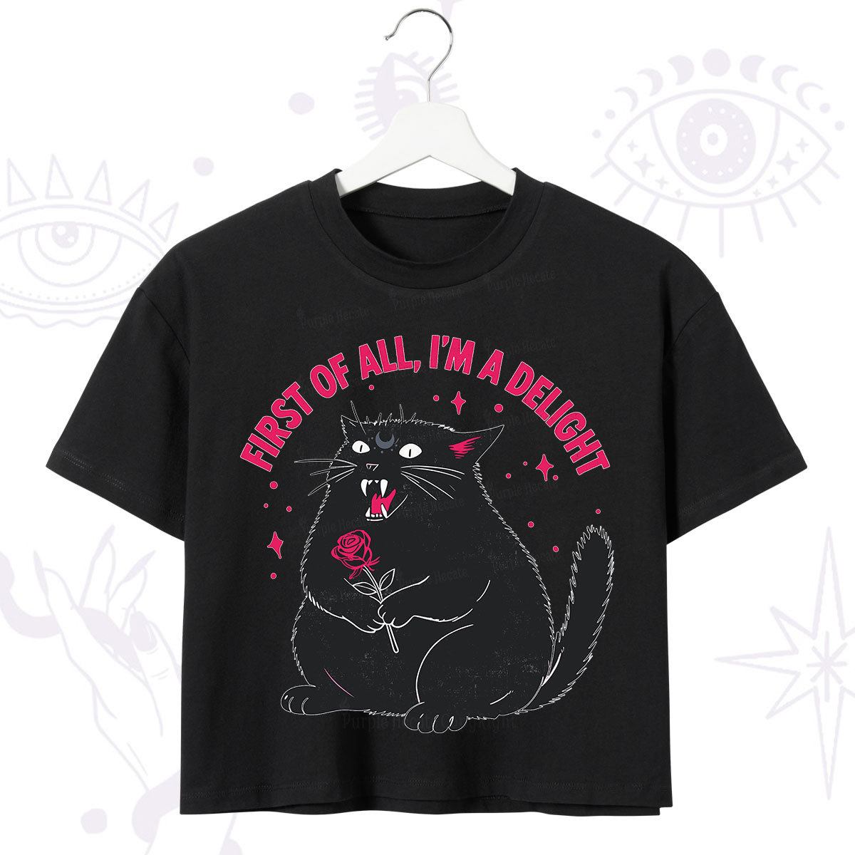 Purplehecate First Of All I'm A Delight Cat Crop T-Shirt