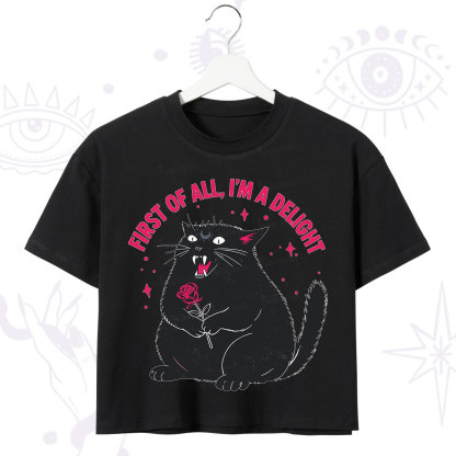 Purplehecate First Of All I'm A Delight Cat Crop T-Shirt