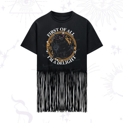 Purplehecate First Of All I'm A Delight Cat Fringe Hem T-Shirt
